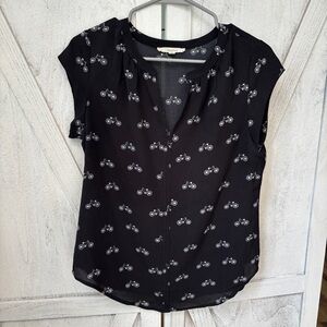 Fun 2 Fun Bicycle Print Sleeveless Top Women’s Small Black